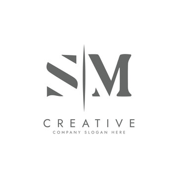 MS SM initial letters looping linked  logo MS Logo Design Template Vector Graphic Branding Element.