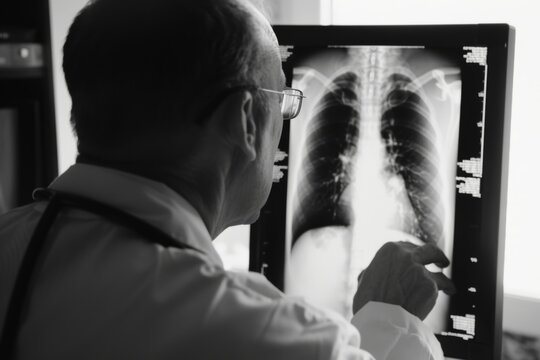 Man Analyzing Chest X-Ray. Generative AI