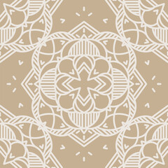Seamless pattern with mandala ornament. The print is well suited for textiles, wallpaper and packaging.