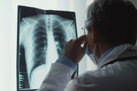 Doctor Analyzing Chest X-ray. Generative AI
