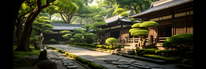 Shadowed Pathway: A Mesmerizing View of Japan's Historic Aoi Gate Amid Lush Greenery