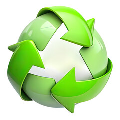 Obraz premium Recycled symbol, 3D render style, isolated on white or transparent background.
