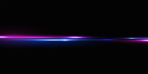 Neon lines moving light effect. Horizontal lines. Speed ​​effect on a transparent background. Lines of light, speed and movement