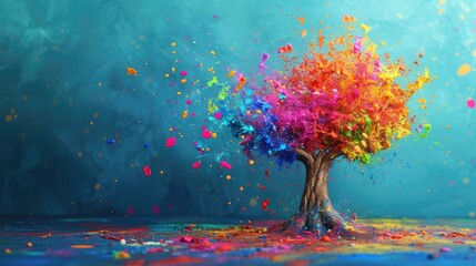 Colorful Tree of Paint Explosion