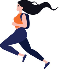 Fototapeta na wymiar woman running flat style isolate on background