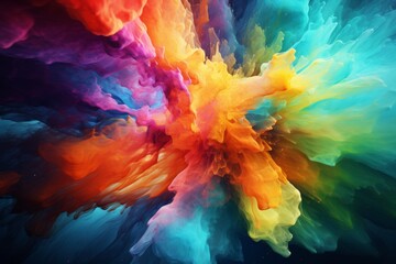 Fototapeta na wymiar Vibrant abstract explosion of colors, dynamic, fluid art, rainbow hues, creative, artistic background