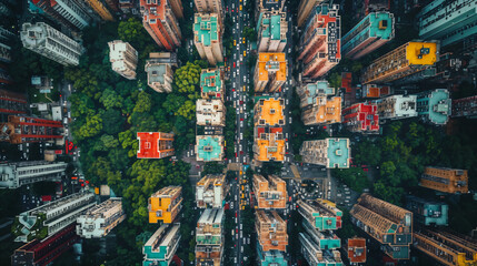 Beautiful Urban Aerial View. Generative AI Illustration