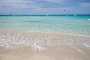 kitesurfing on Illete beachFormentera, Pitiusas Islands, Balearic Community, Spain