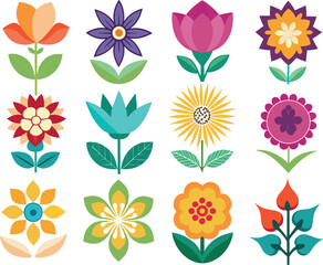 Set flowers. Hand drawn vector illustration	