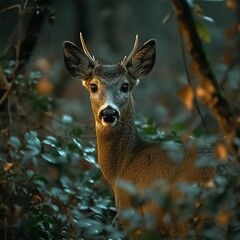 Serene Whitetail Deer in Twilight Forest