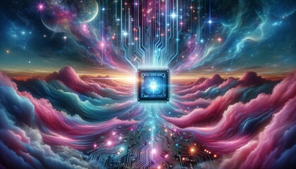 Tech Essence in Cosmic Dreamscape