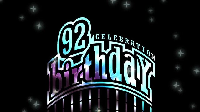 92 Years Birthday Festivity , or Organization Party greeting, Logo Videos
