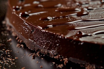 Close-up of dark chocolate bar with sea salt, selective focus.