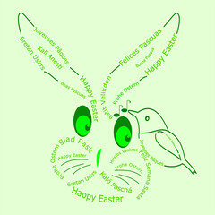 Happy Easter international wordcloud with Easter bunny - illustration - 747078538