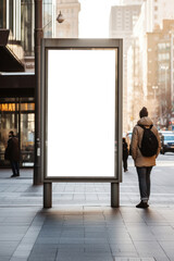 Advertising billboard with empty display mockup for custom ad design on city street - obrazy, fototapety, plakaty