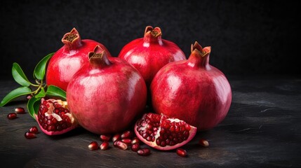 Pomegranate, Red Ripe Whole Fruit Group, Grenadine Ingredient Fresh Sweet Organic Pomegranates