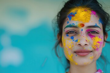 Colorful woman with artistic face paint. Fictional Character Created By Generated By Generated AI.