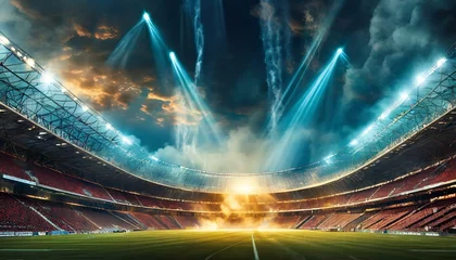 Foto op Canvas Bright stadium arena lights and smoke, Ai Generate  © Yasir