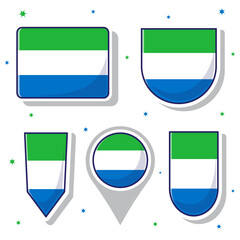 Sierra Leone national flag cartoon vector illustration icon mascot bundle packs