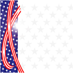 Abstract USA flag symbols wave ribbon border design template with empty space for your text.	