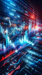 Dynamic Stock Market Display with Vibrant Graphs