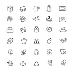 Set icons for toilet paper, napkins, wipes and other hygiene product. Vector illustration. Isolated on white background. It can be used in the adv, promo, package, etc. EPS10.