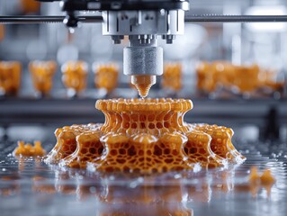 3D printing advances through layers of material, printers shaping the manufacturing future seamlessly.