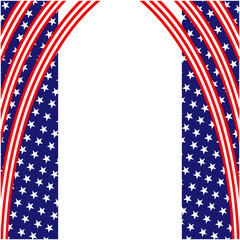 Abstract USA flag symbols wave pattern corner border design template with empty space for your text.	
