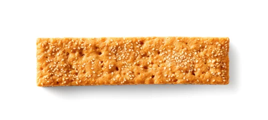 Gordijnen Sesame Snack Isolated, Honey Seed Cracker, Sesame Candy Bar on White Background © ange1011