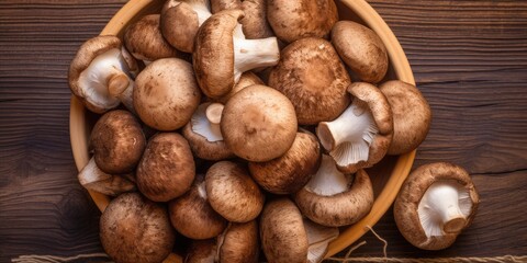 Fresh Shiitake Mushrooms, Raw Shitake Pile, Healthy Organic Asian Fungi