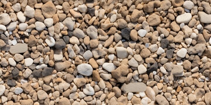 Heap of Sand, Gravel, Pebbles and Concrete Mix for Construction Closeup, Sandy Ground with Small Stones