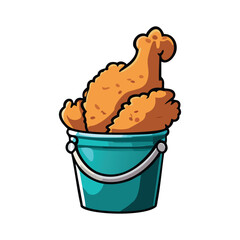 Fried Chicken With Bucket Cartoon