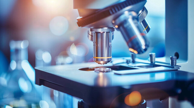 closeup microscope for microbiology experiment 