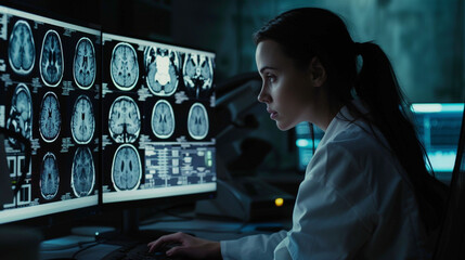 young woman doctor analysis with radiology technology