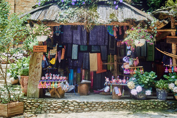 old store clothes in a traditional village in sapa, vietnam - 747084796