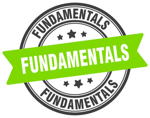 fundamentals stamp. fundamentals label on transparent background. round sign