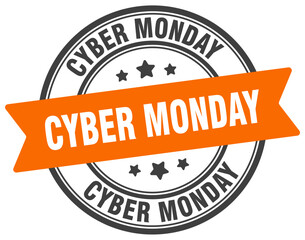 cyber monday stamp. cyber monday label on transparent background. round sign