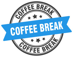 coffee break stamp. coffee break label on transparent background. round sign