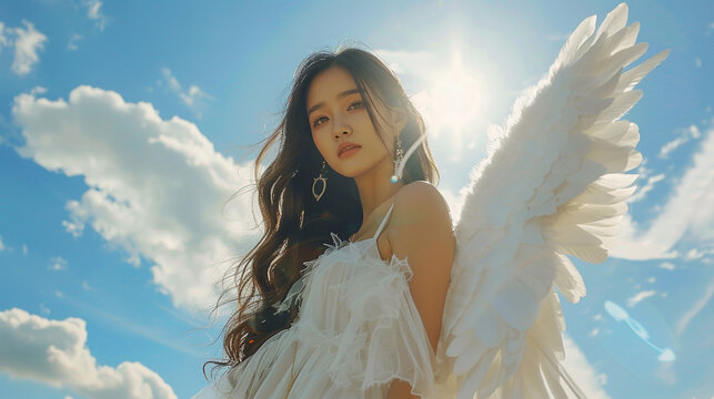 woman with oufit angel with wings fantasy concept