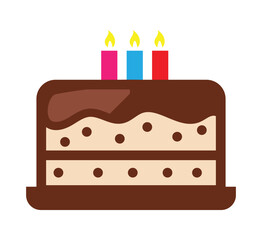Birthday cake flat icon with long shadow - Happy Birthday