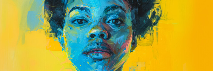 Vibrant woman portrait with bold colors - obrazy, fototapety, plakaty