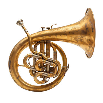 Old Vintage brass tuba isolated