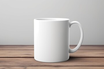 Obraz premium White Mug Mockup, Coffee Cup Template, Coffeecup with Copy Space, Mug Mockup on Light Background