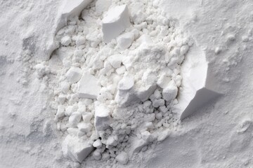 White Gypsum Powder, Clay or Diatomite Isolated, Powdered Chemicals as Calcium, Gypsum or Plaster