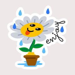 Trendy flat sticker depicting spring rain 