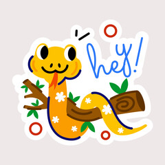 Download flat style sticker of tree snake 