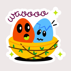 Here’s a flat sticker of egg nest 