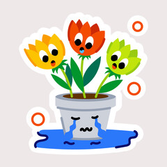 Get this flat sticker of garden flowers  