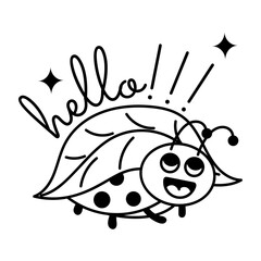 Handy glyph sticker of a cute ladybug 
