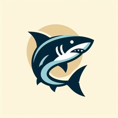 Shark vector flat logo design